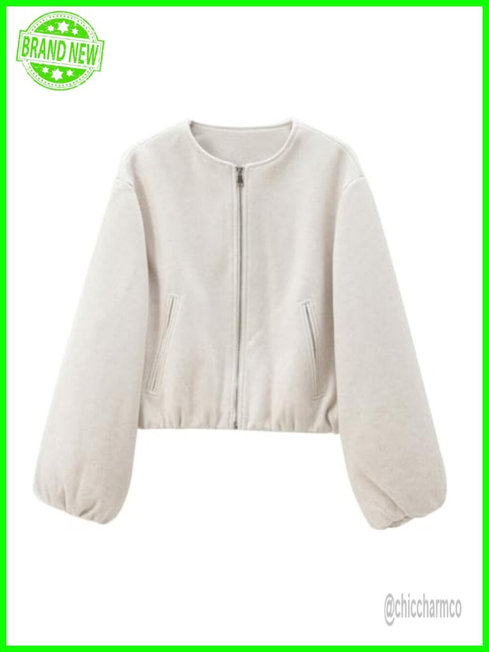 Cropped Bomber Jacket Zip Up Varsity Casual Fall Outwear Women